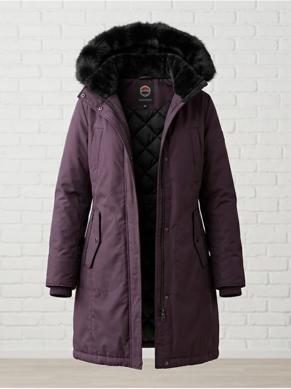 1 Madison Expedition Faux Fur Lined Winter Parka Coat in Plum / Wine - Small